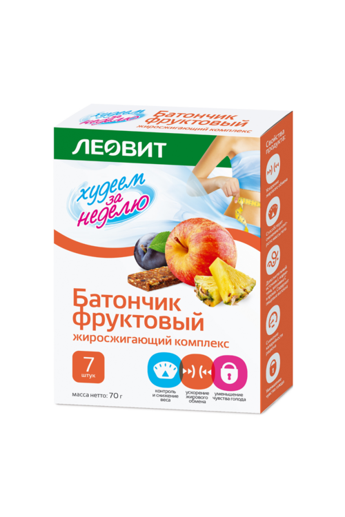 Батончик Леовит фруктовый Жиросжигающий комплекс, 70 г, 7 шт