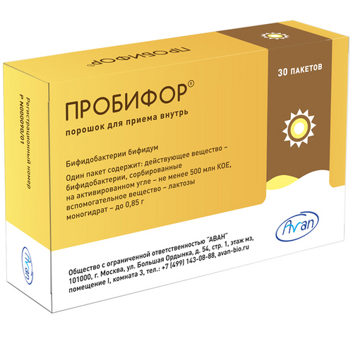 Пробифор 500 млн КОЕ, 0,85 г, 30 шт, порошок для приема внутрь