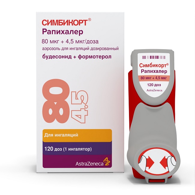 Симбикорт Рапихалер 80 мкг+4.5 мкг/доза, 120 доз, аэрозоль для ингаляций дозированный