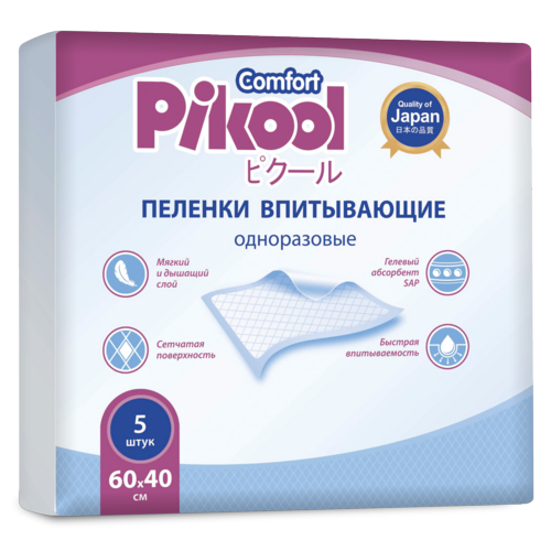 Пеленки Пикул однораз 40х60 см, 5 шт