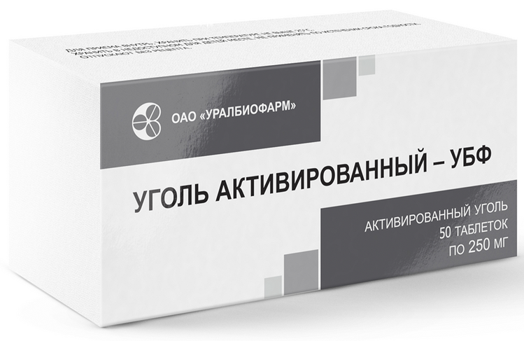 Уголь активированный-УБФ 250 мг, 50 шт, таблетки