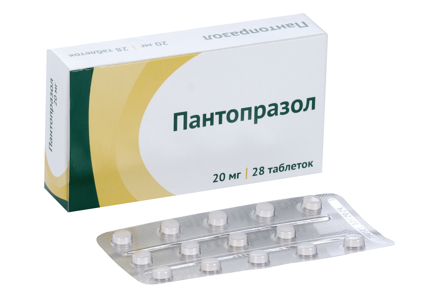 Пантопразол 20 мг, 28 шт, таблетки кишечнорастворимые покрытые оболочкой