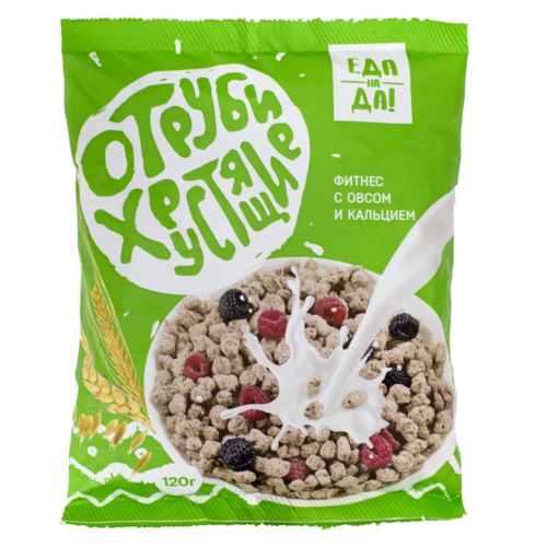 Отруби хрустящие Еда на Да пшеничные Фитнес с овсом и кальцием, 120 г
