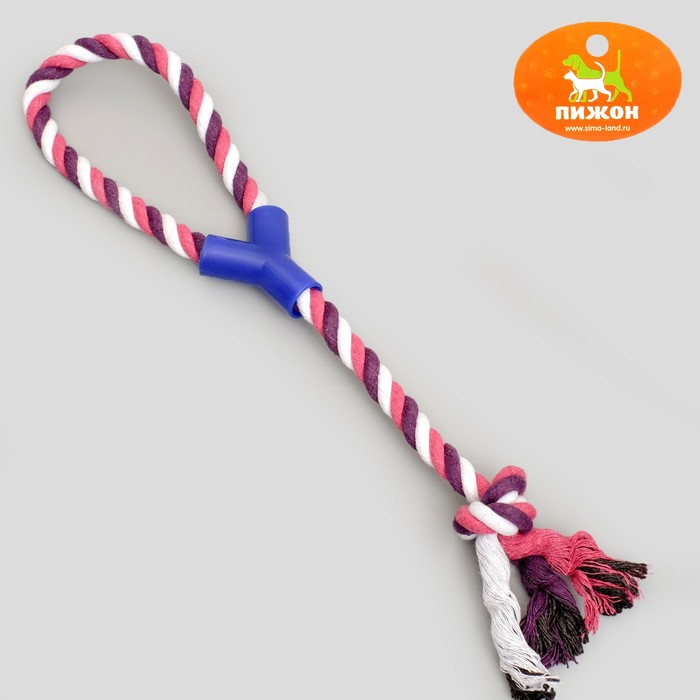 Игрушка канатная «Узел с ручкой», 90-100 г, до 42 см, микс цветов