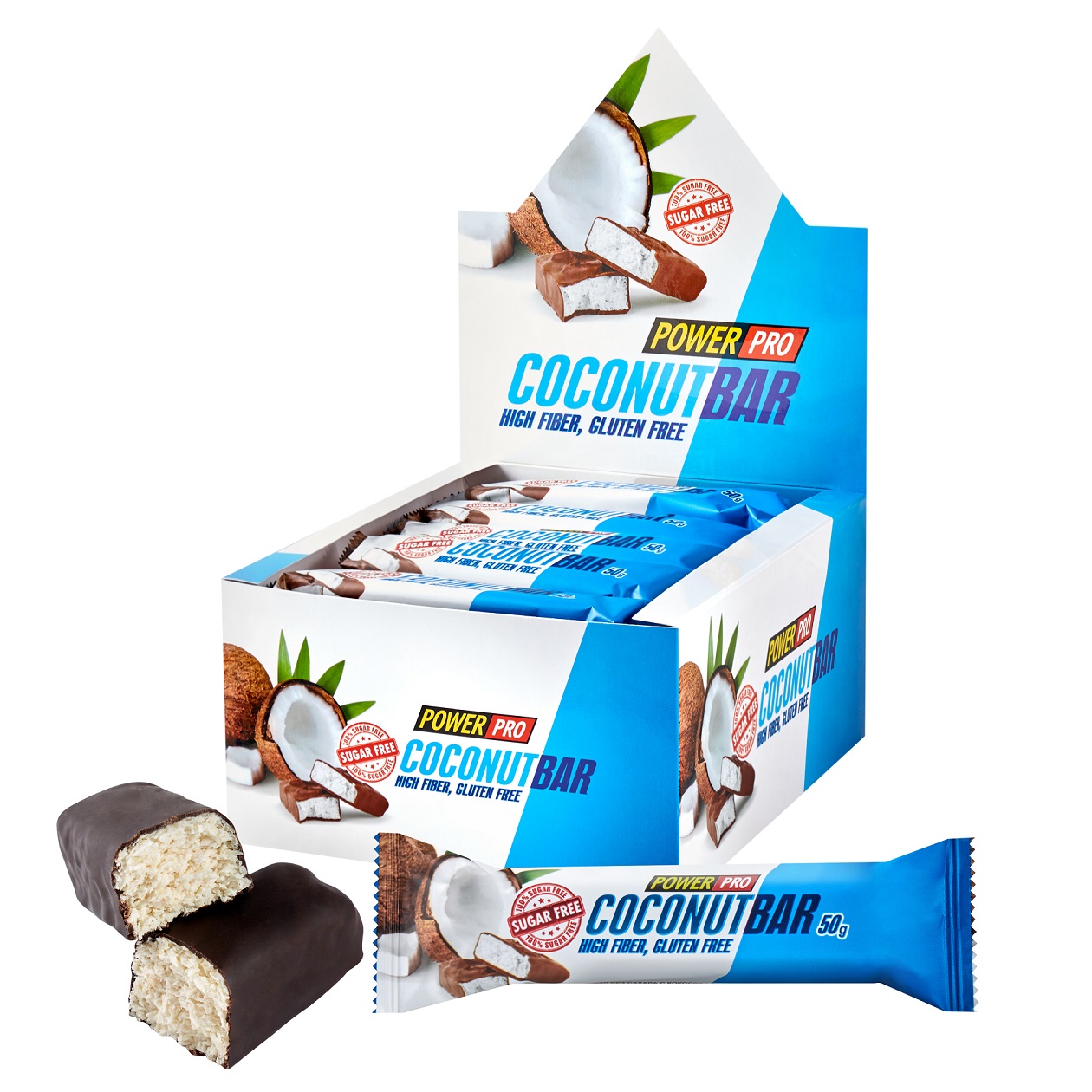 Батончик POWER PRO кокосовый без сахара, 20 шт