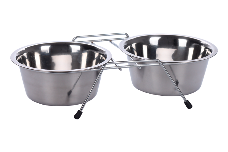 Подставка с мисками из нерж.стали 0,70 л