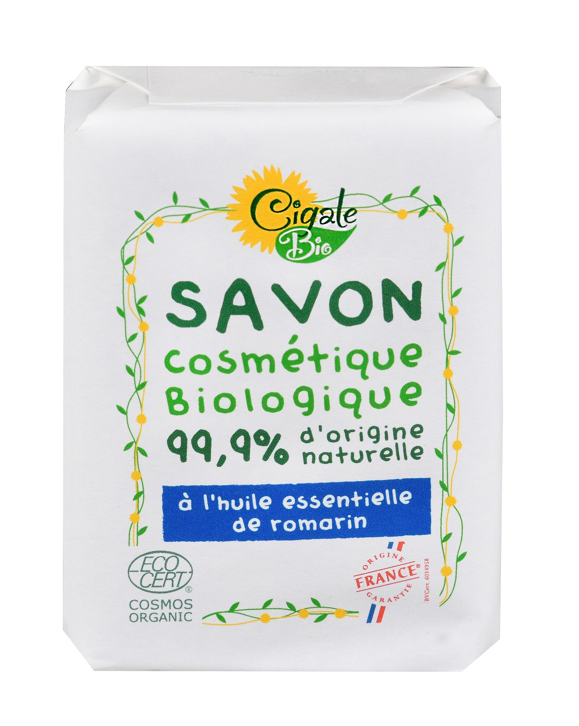 Мыло твердое CIGALE BIO с эфирным маслом Розмарина, 100 г