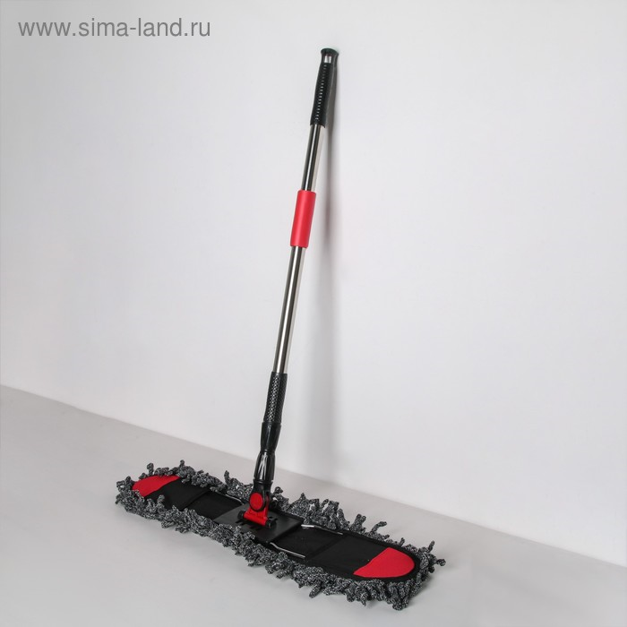 Швабра плоская Доляна насадка из микрофибры 61×10 см стальная телескопическая ручка 69-113,5 см