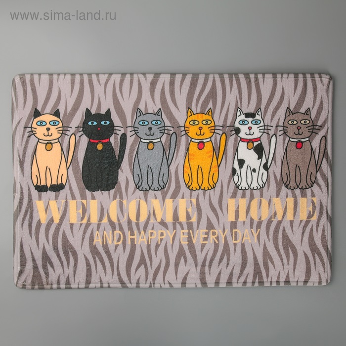 Коврик д/дома Доляна Кошки 40х60 см цвет коричневый