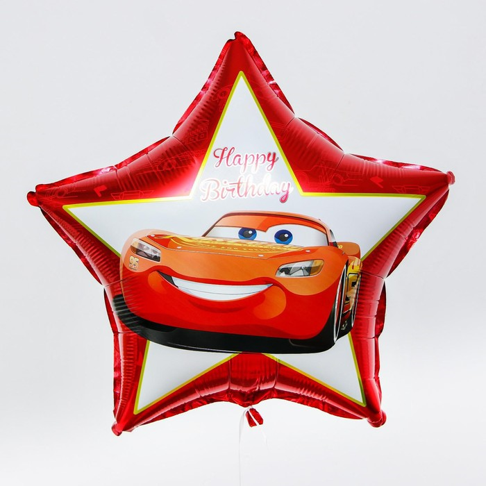 Фольгированный шар Disney «Happy birthday!», Тачки, на палочке