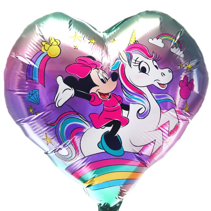 Фольгированный шар Disney Минни Маус и единорог , на палочке