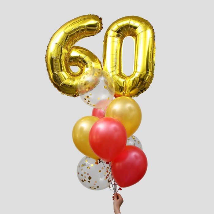 Фонтан из шаров Страна Карнавалия «60 лет», латекс, фольга, 11 шт