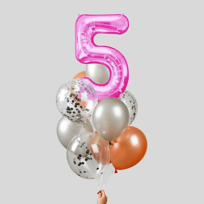 Фонтан из шаров Страна Карнавалия 5 лет , д/девочки, латекс, фольга, 10 шт