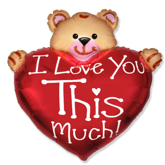 Шар Flexmetal фольгированный I Love You, сердце с мишкой