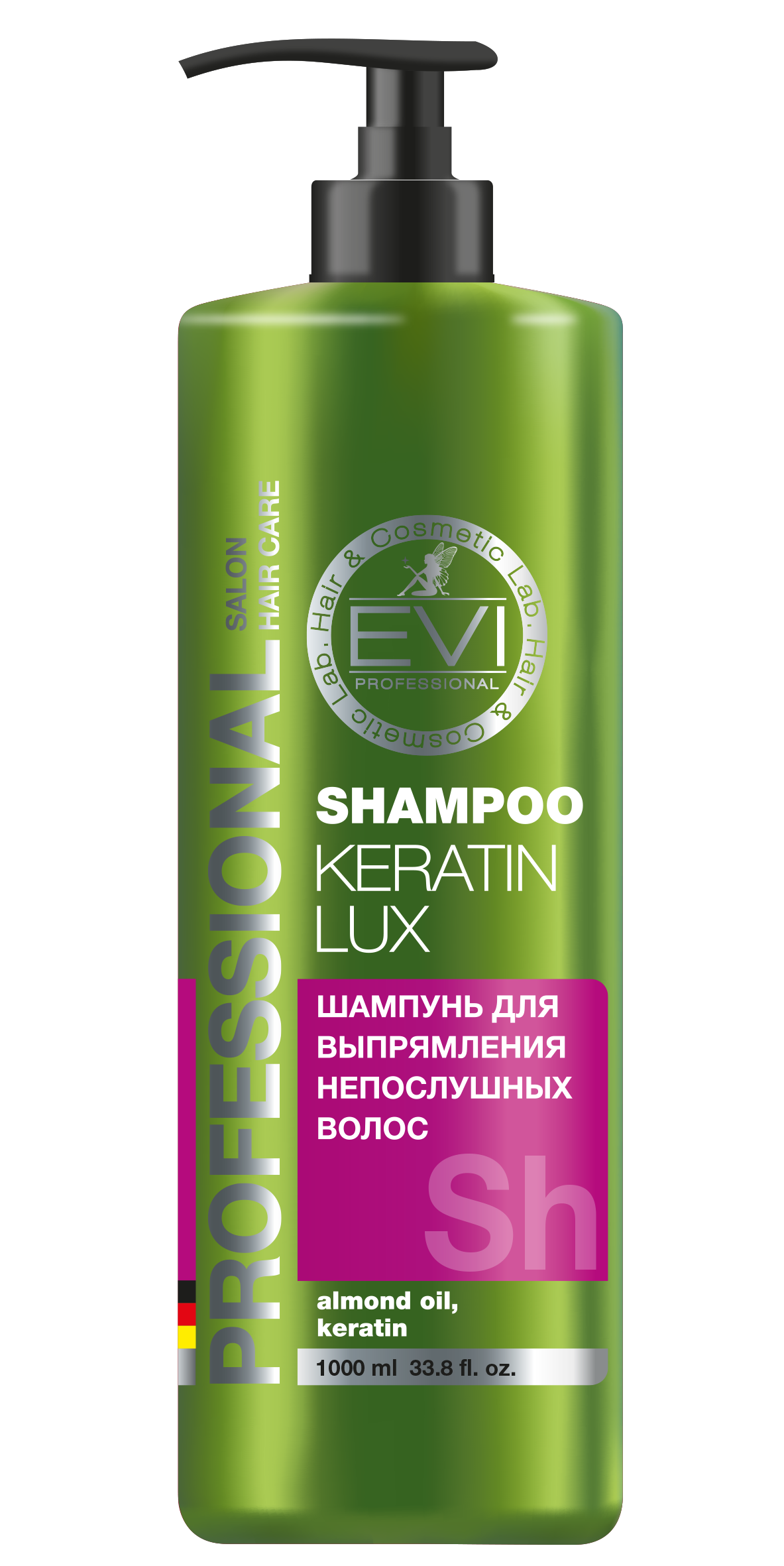Шампунь EVI Professional Кератиновое выпрямление д/непослушных волос, 1 000 мл
