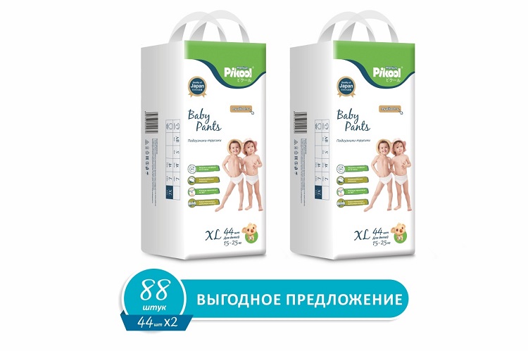Подгузники-трусики детские Пикул Премиум XL (15-25кг), 88 шт, (44 х2)
