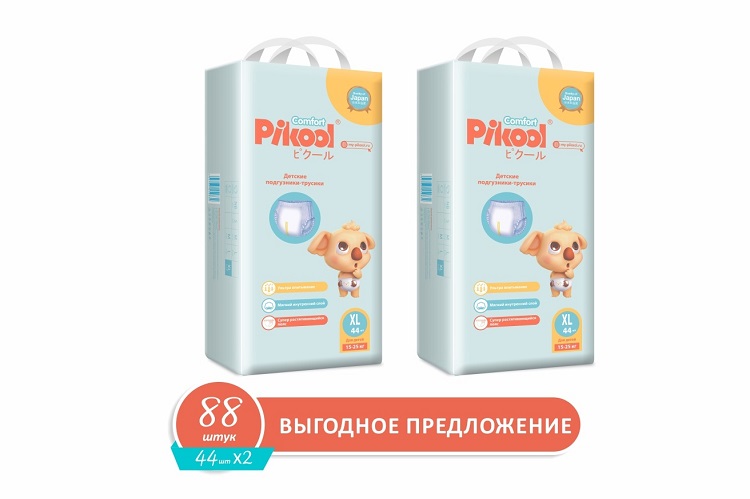 Подгузники-трусики детские Пикул Комфорт XL (15-25кг), 88 шт, (44 х2)