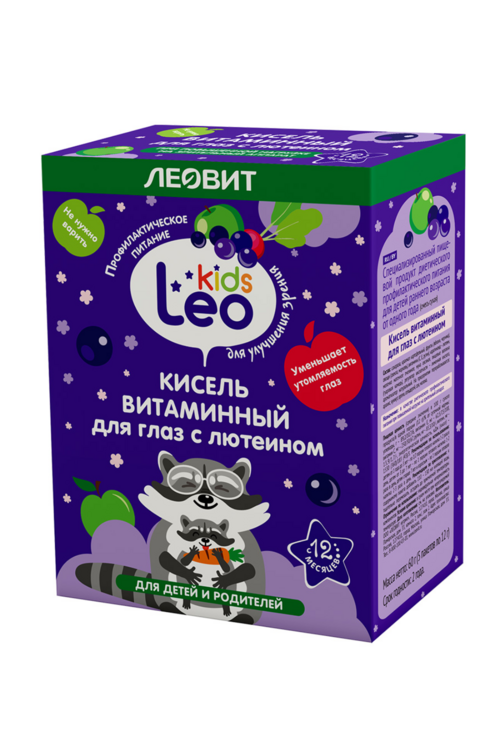 Кисель Леовит Leo Kids витаминный д/глаз с лютеином дет, 12 г, 5 шт