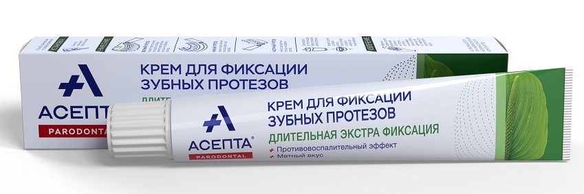 Крем Асепта д/длительной экстра фиксации зубных протезов мятный вкус, 40 г