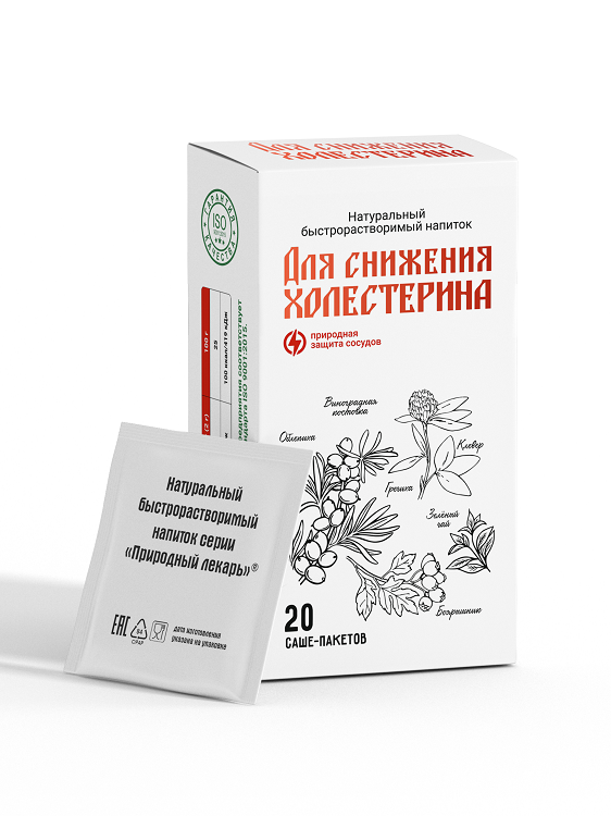 Для снижения холестерина Природный лекарь напиток быстрораств, 2 г, 20 шт, саше