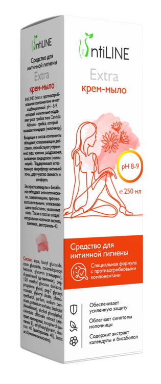 Крем-мыло ИнтиЛайн Экстра д/интимн гигиены спец формула с противогриб компонент, 250 мл