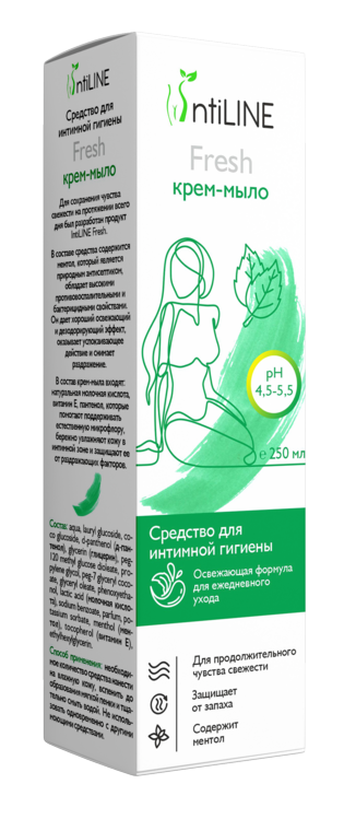 Крем-мыло ИнтиЛайн Фреш д/интимн гигиены освежающая формула д/ежеднев ухода, 250 мл