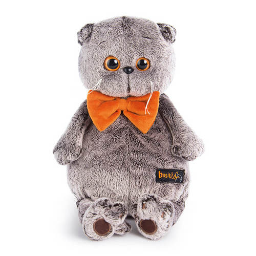 Игрушка Budi Basa Кот Басик в рыжем бархатном банте мягкая 25 см