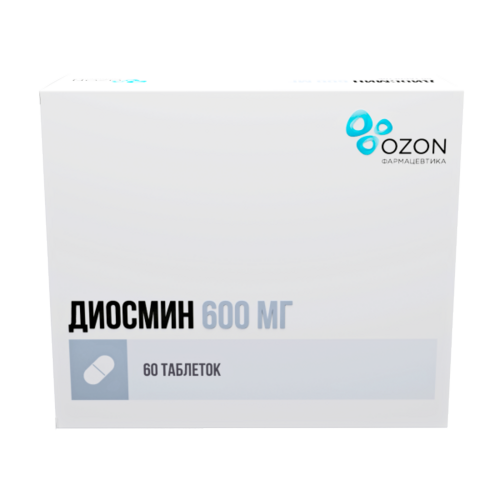 Диосмин 600 мг, 60 шт, таблетки покрытые пленочной оболочкой