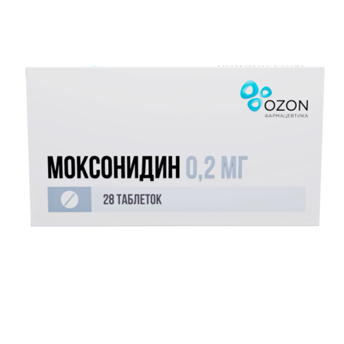 Моксонидин 0.2 мг, 28 шт, таблетки покрытые пленочной оболочкой