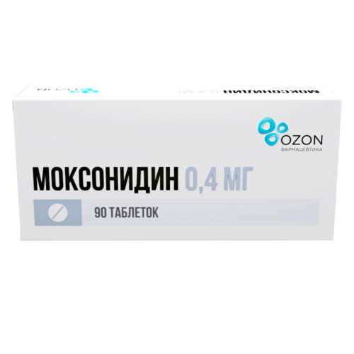 Моксонидин 0.4 мг, 90 шт, таблетки покрытые пленочной оболочкой