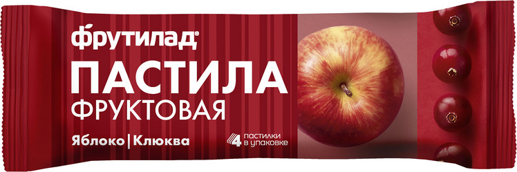 Пастила Фрутилад фруктовая яблоко/клюква, 30 г, 4 шт