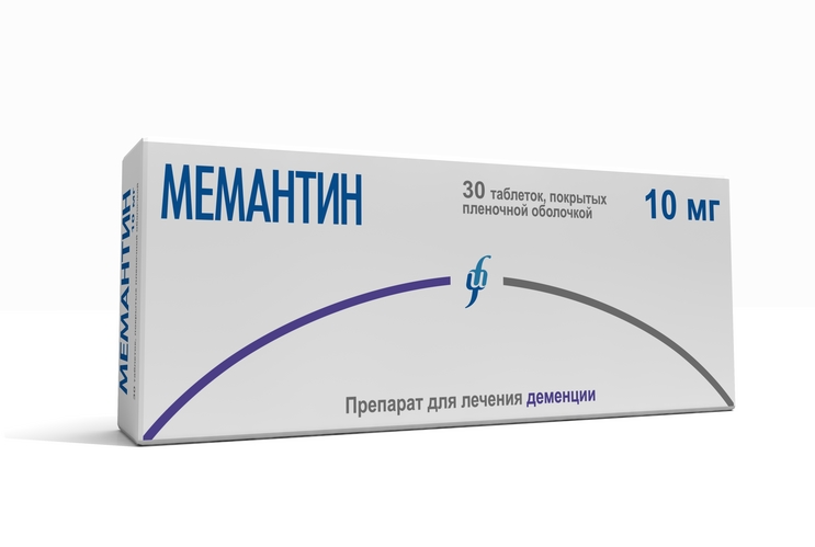 Мемантин 10 мг, 30 шт, таблетки покрытые пленочной оболочкой