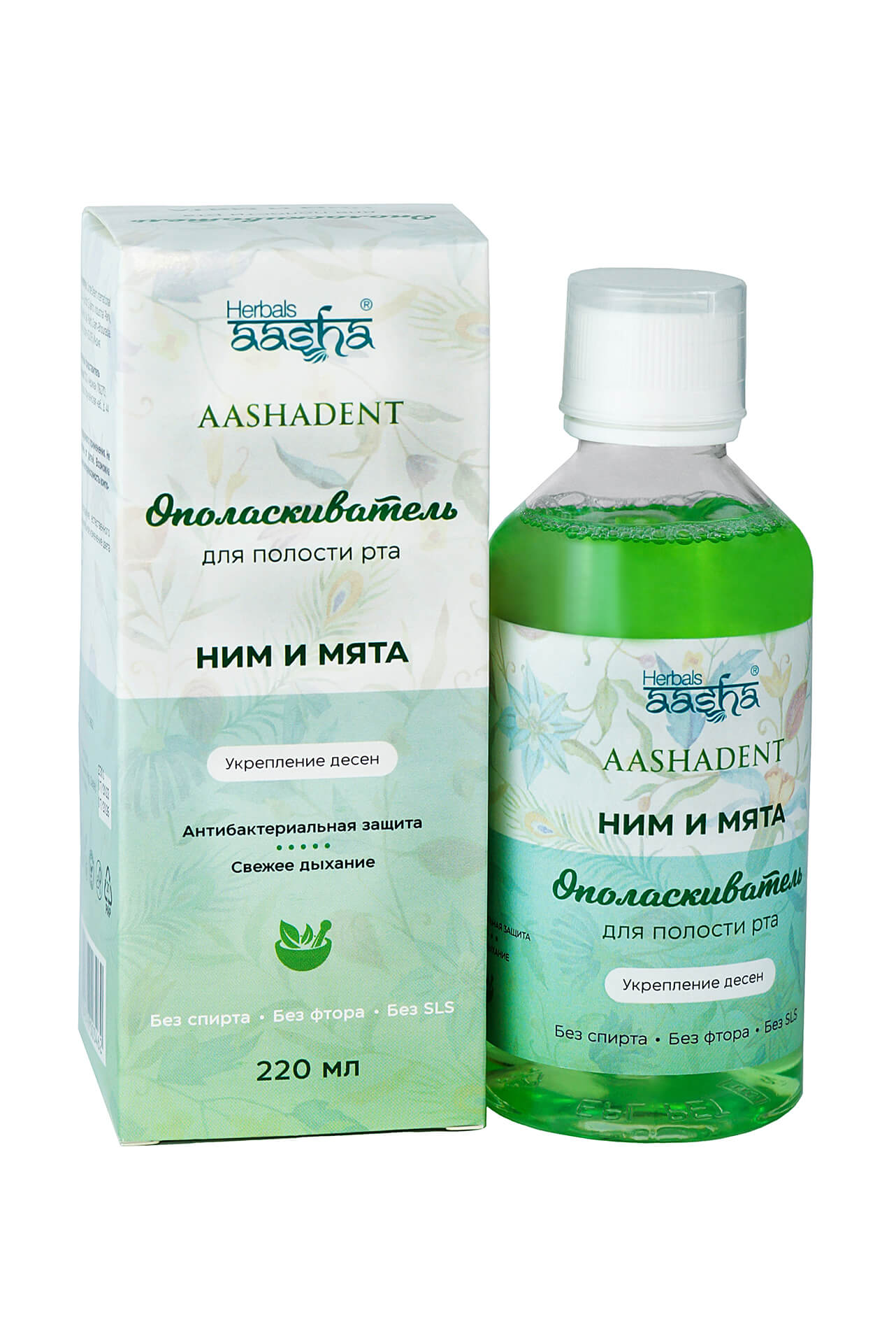Ополаскиватель для полости рта Ним и Мята AASHA HERBALS, 220 мл