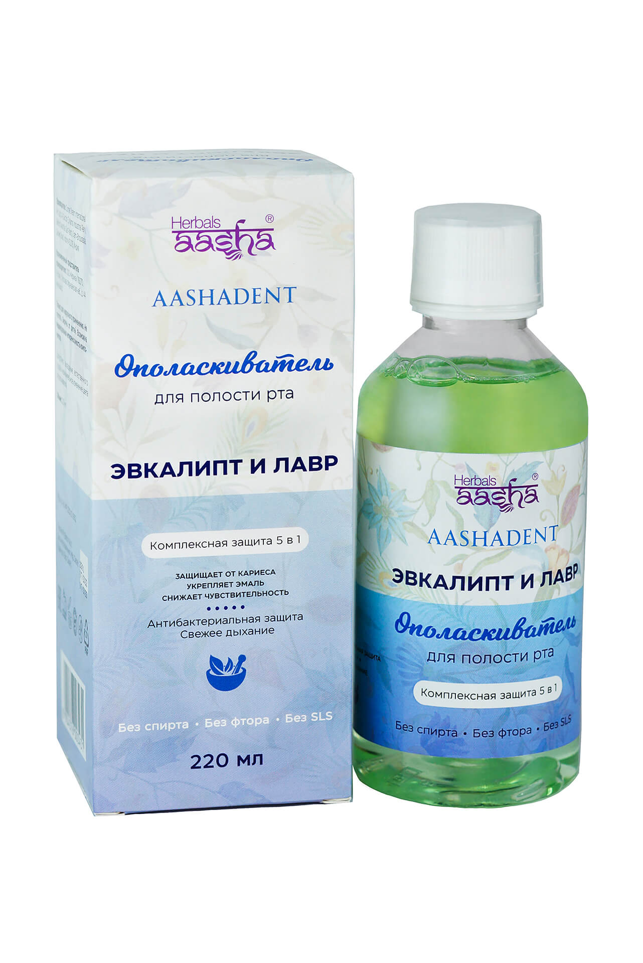 Ополаскиватель для полости рта Эвкалипт и Лавр AASHA HERBALS, 220 мл