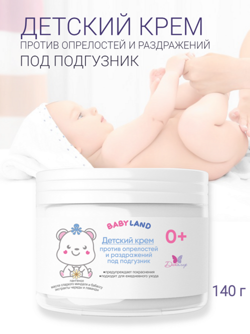 BABYLAND Детский крем под подгузник против опрелостей и раздражений 0+ 140г