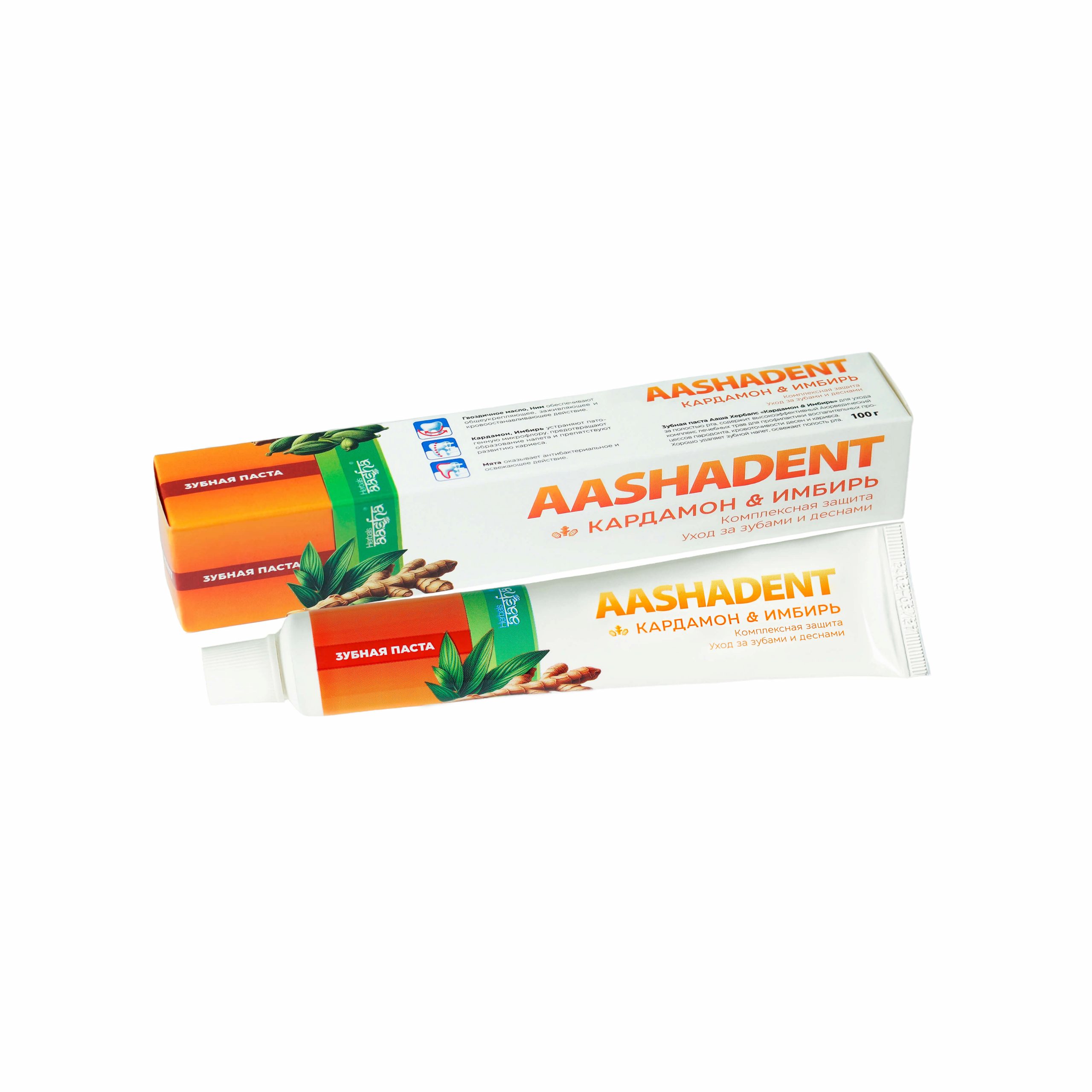 Зубная паста Кардамон-Имбирь AASHA HERBALS, 100 мл