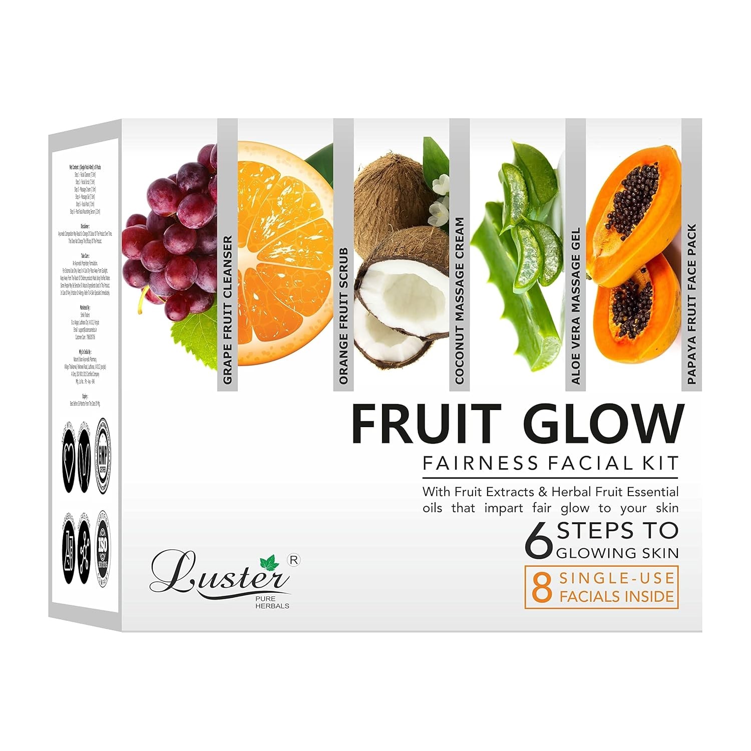 LUSTER Fruit Glow Fairness Facial Kit (New) Набор: Пенка для умывания, Скраб для лица, Массажный кре