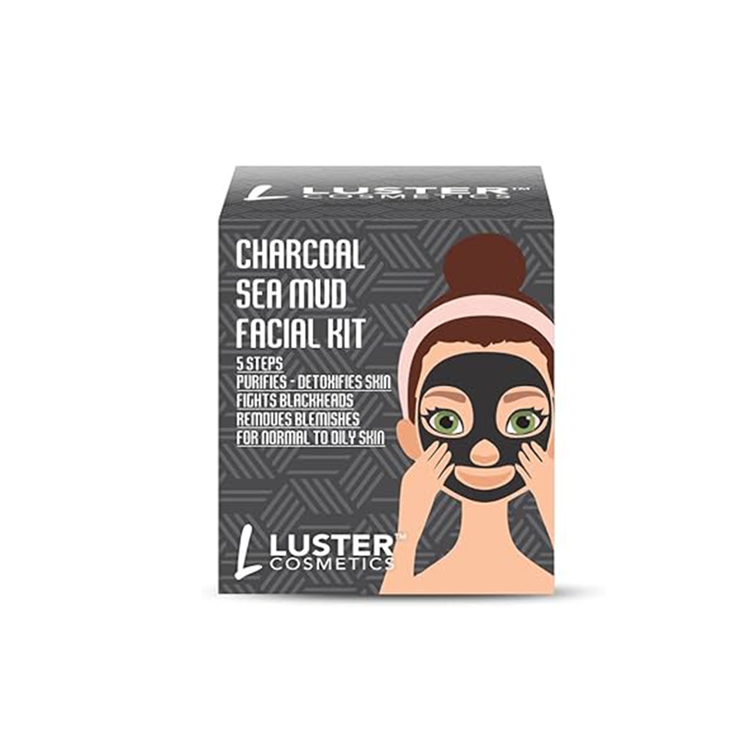 LUSTER Charcoal Sea Mud Facial Kit Набор: Пенка-скраб для умывания, Массажный гель для лица, Массажн