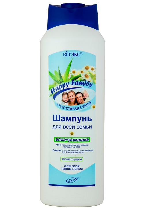 ВИТЭКС HAPPY FAMILY Шампунь для всех типов волос АЛОЭ+РОМАШКА 1000мл