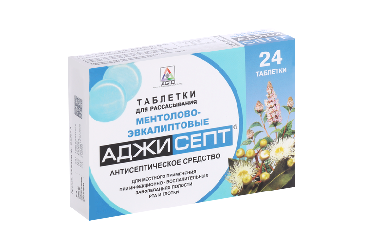 Аджисепт, 24 шт, таблетки для рассасывания ментол-эвкалипт