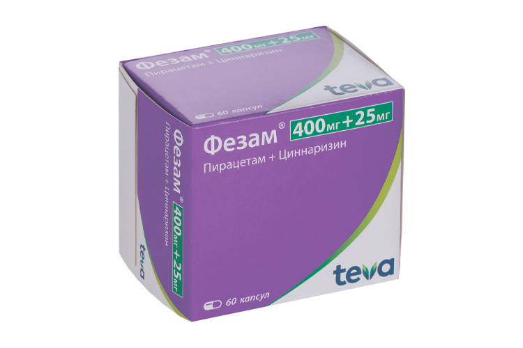 Фезам 400 мг+25 мг, 60 шт, капсулы