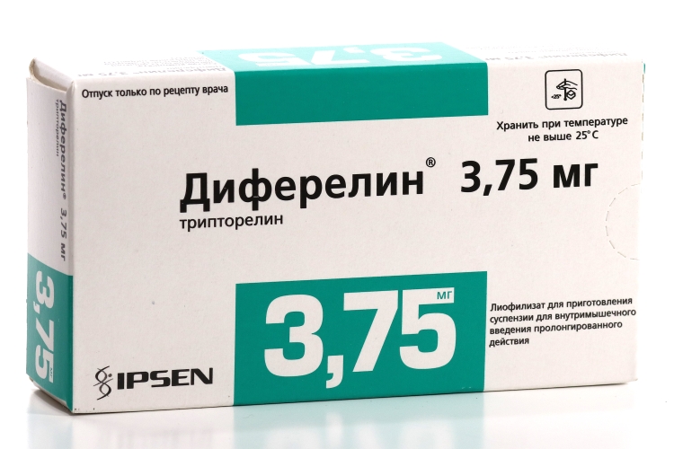 Диферелин 3.75 мг, лиофилизат для приготовления суспензии пролонгированного высвобождения для внутримышечного введения в комл с р-лем