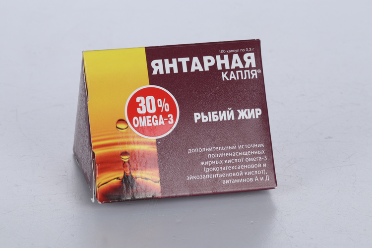 Рыбий жир янтарная капля, 100 шт