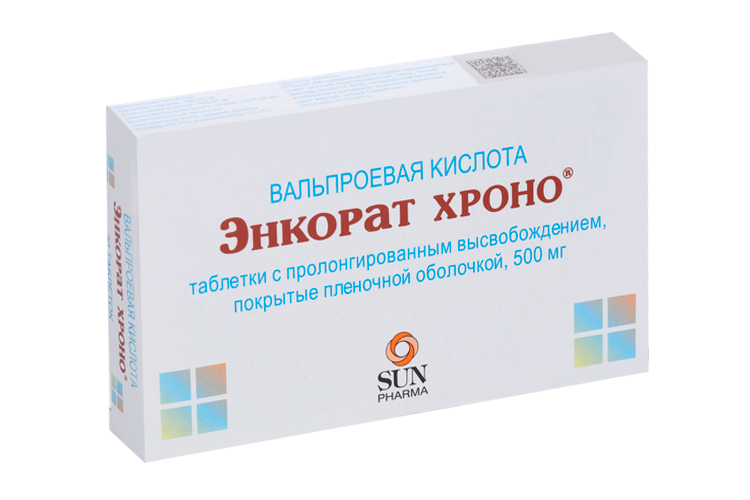 Энкорат хроно 500 мг, 30 шт, таблетки с пролонгированным высвобождением покрытые пленочной оболочкой