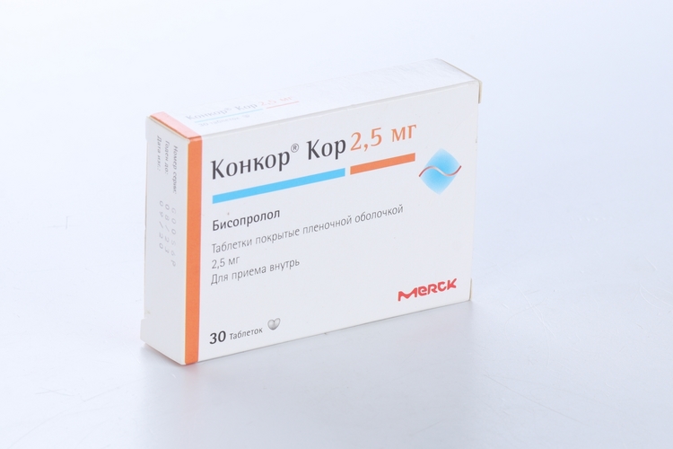 Конкор Кор 2.5 мг, 30 шт, таблетки покрытые пленочной оболочкой