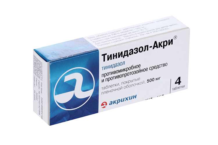 Тинидазол-Акри 500 мг, 4 шт, таблетки покрытые оболочкой