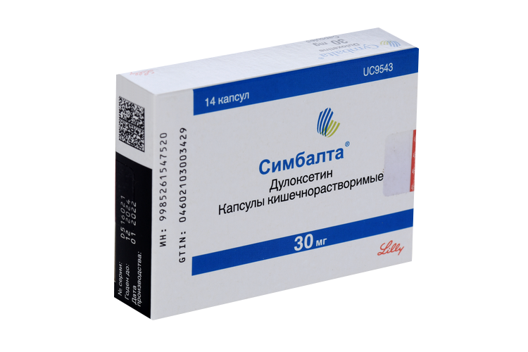 Симбалта 30 мг, 14 шт, капсулы кишечнорастворимые