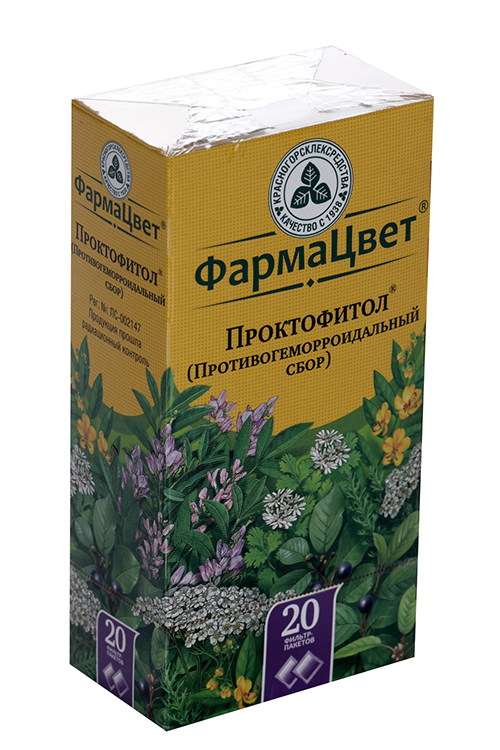 Проктофитол (Противогеморроидальный сбор) ФармаЦвет, 2 г, 20 шт, сбор растительный-порошок