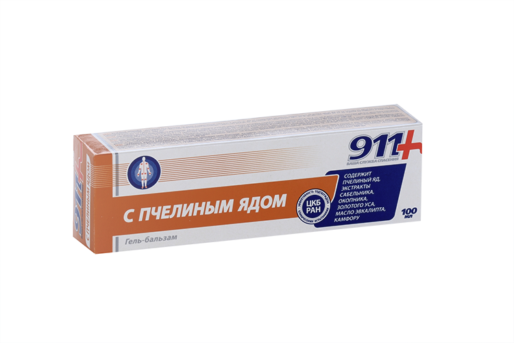 Гель-бальзам 911 Пчелиный яд д/суставов, 100 мл
