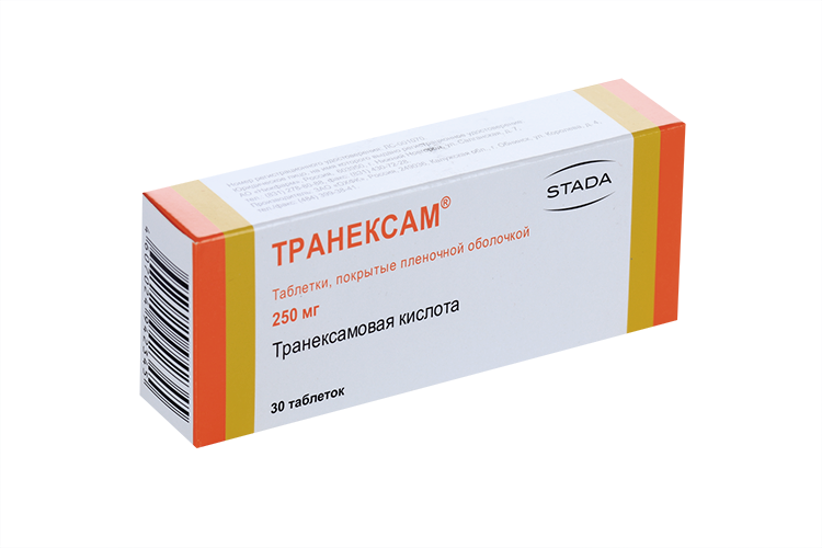 Транексам 250 мг, 30 шт, таблетки покрытые пленочной оболочкой